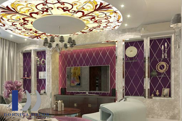 طرح داخلی یک اتاق نشیمن در یک آپارتمان به سبک امپراتوری