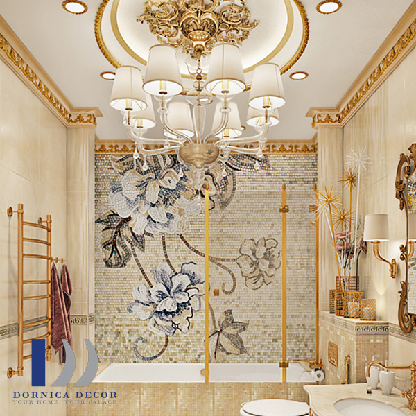طرح داخلی یک حمام در یک آپارتمان به سبک کلاسیک
